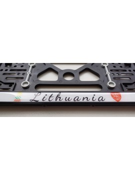License plate frame with rubber gaskets and polymer sticker Lithuania R22